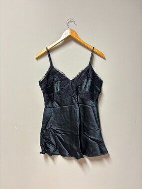 Express Black Silk Lace Cami Top Y2K Spaghetti Strap Size S